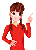 これ見て！と指をさす女性（イラスト）