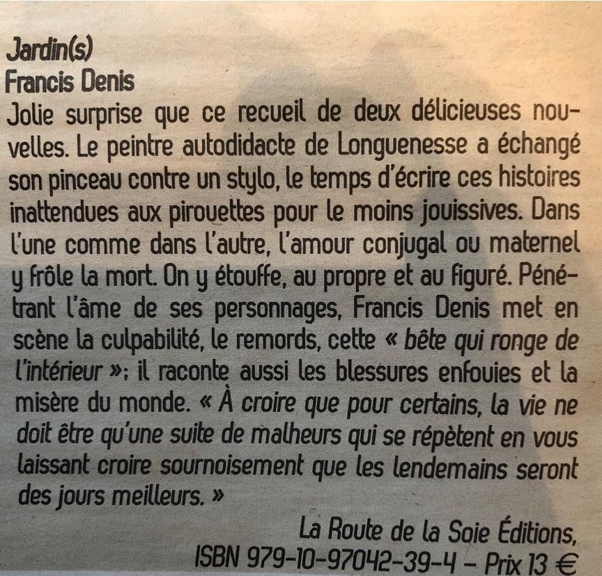Francis Denis  dans l’Écho du Pas-de-Calais