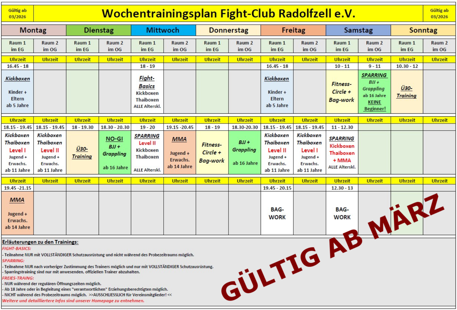 Freigabe Kraftraum und Training ab März