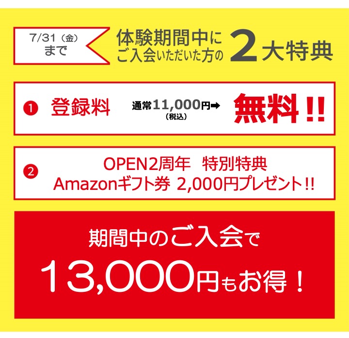 スモールジムHORIZON入会特典