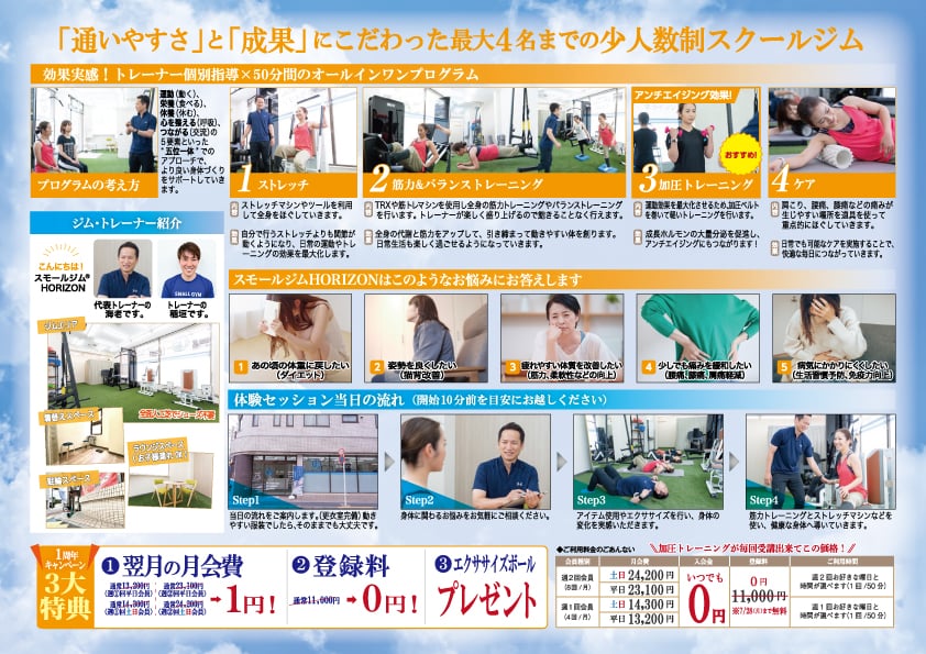スモールジムHORIZON入会特典