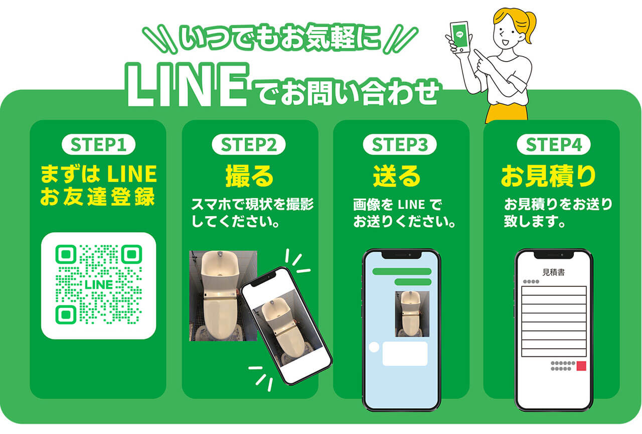 LINEお問い合わせ　奈良県大和郡山市　給湯器　エコキュート　トイレ　洗面台　コンロ　レンジフード