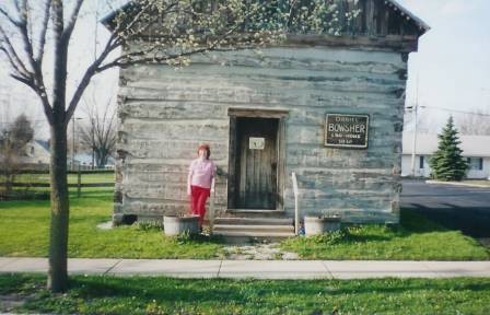 Beverly Summers at the home of Daniel Bowsher, 3rd great-grandfather and father-in-law of John Delong, 2nd great-grandfather.