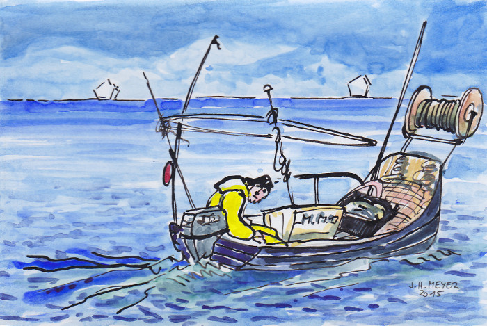 Fishing Boat, Watercolor 2015 from J. H. Meyer - Fischerboot, Aquarell 2015 von J. H. Meyer