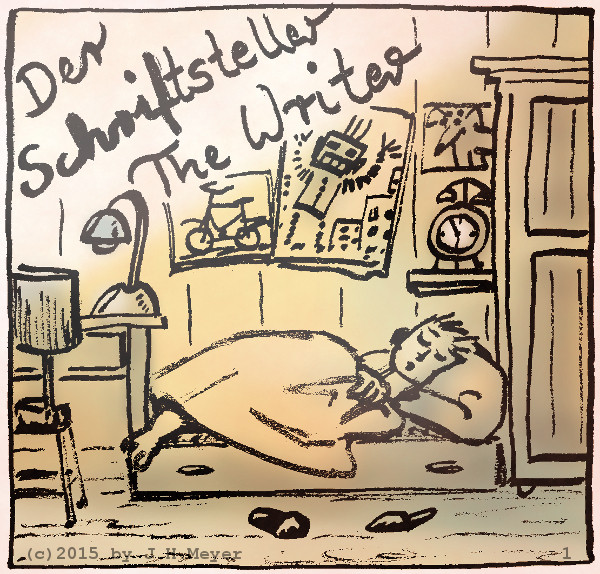 The long and hard live of an bestselling author - Das lange, harte Leben eines Bestseller Autors, an Author in the morning. Web Comic Strip 