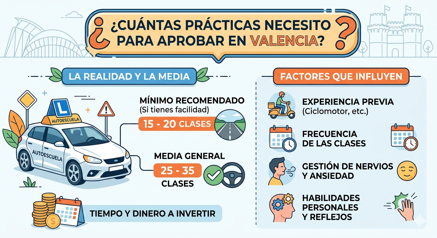 ¿Cuántas prácticas necesitas para aprobar el carnet de conducir en Valencia?