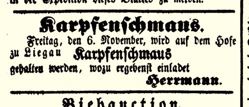 Anzeige vom Rittergutsbesitzer Herrmann im „Wochen-blatt für Radeberg und Umgebung“ vom 31.10.1846