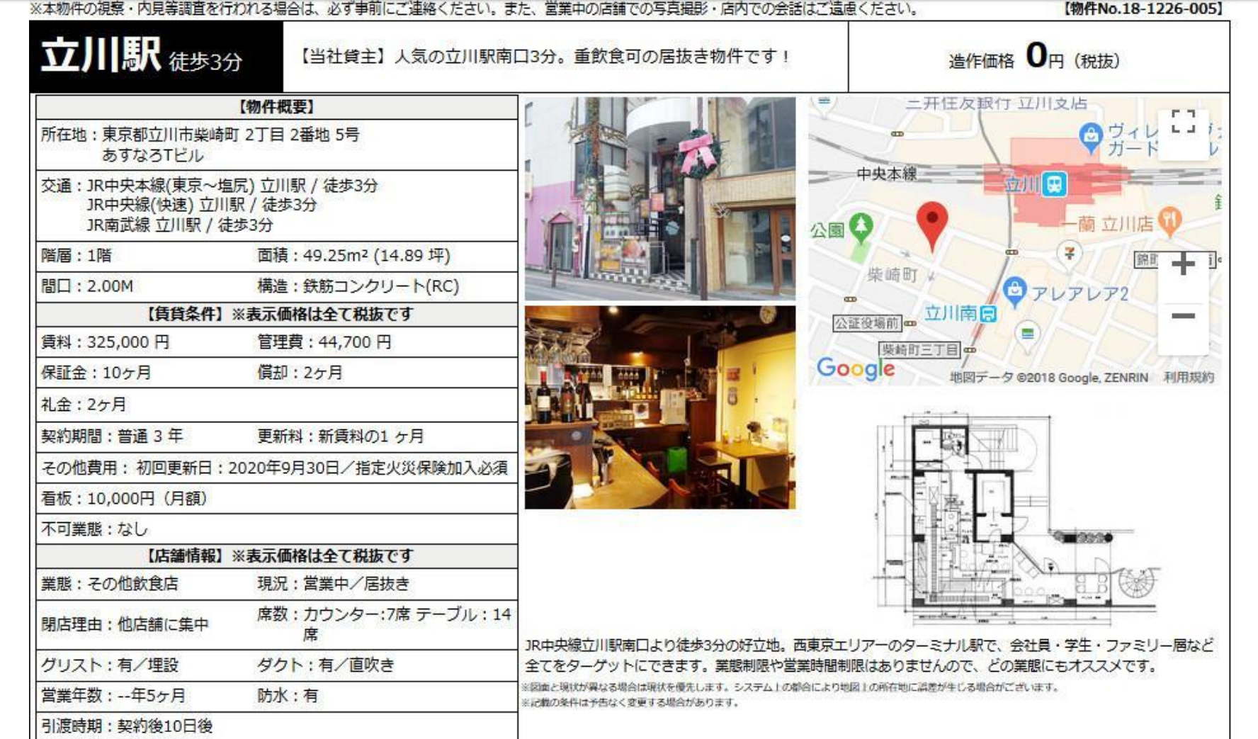 立川の店舗物件情報 Mcpranning ページ 立川の店舗物件情報 Mcpranning ページ
