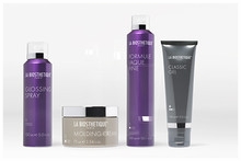 4 Styling Produkte von der Marke La Biosthétique für das Haar. Darunter ein Gel, ein Haarspray und noch zwei andere Produkte.