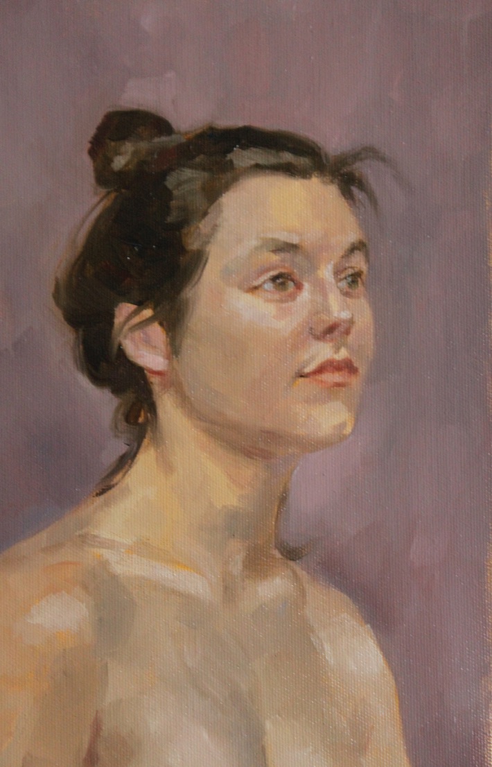 "Jeanne au fond lilas", 41/24 cm, détail, 2016