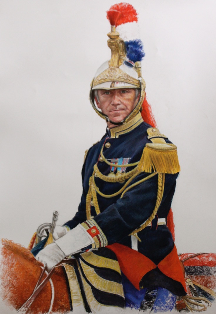 Capitaine J. le Blay, trompette major de la Garde Républicaine, pastel/papier, 100/70 cm