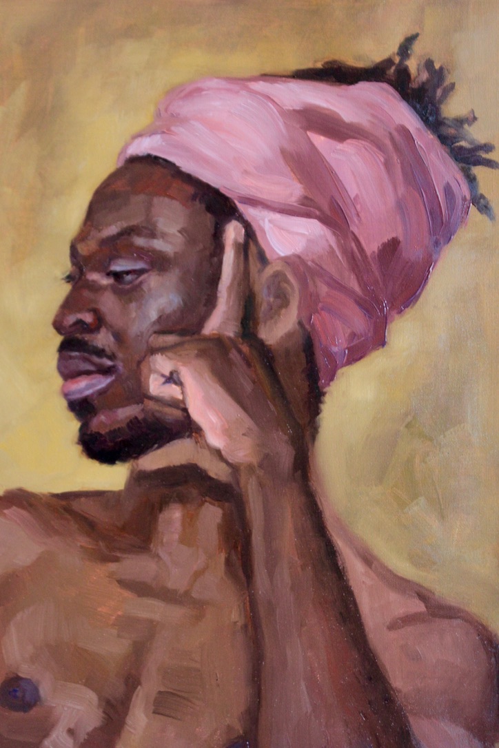"Charles au turban rose", 35/27 cm, 2018