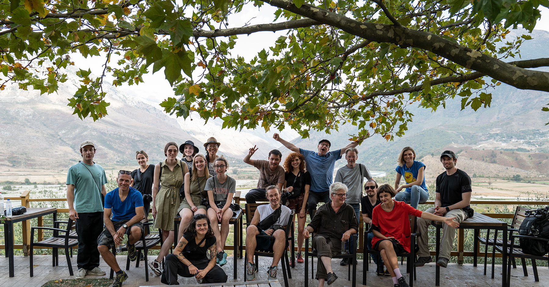 Excursion with the Wintersemester 2020 to Përmet, Albania: preparation of the exhibition The Vjosa River-Malzfabrik 2023, EMOP, with Enis Shehu, Abi Shehu, Eric Berg, Jochen Rohner, Prof. W. Bergmoser, Photo A.Odegova