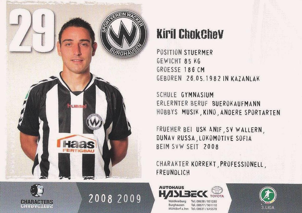 Kiril Chokchev Кирил Чокчев Página web de fussballaksammlung