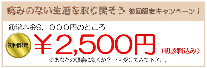 初回限定2500円案内　施術を体験して効果を実感してみましょう