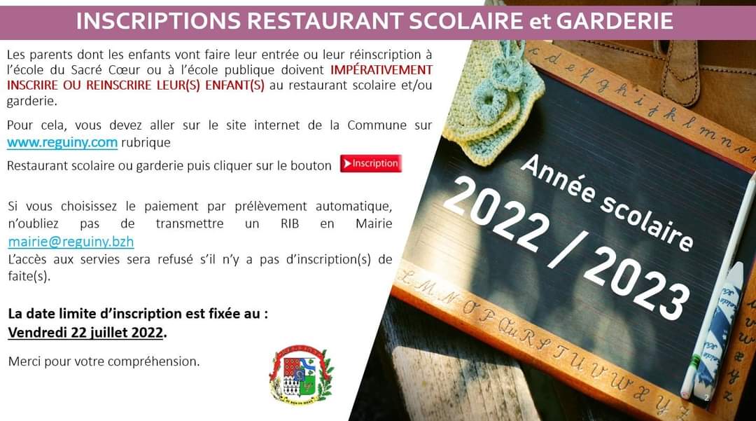 Inscription cantine et garderie