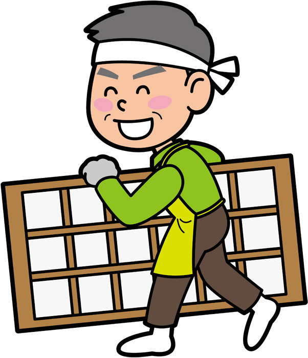 本堂の障子張替え