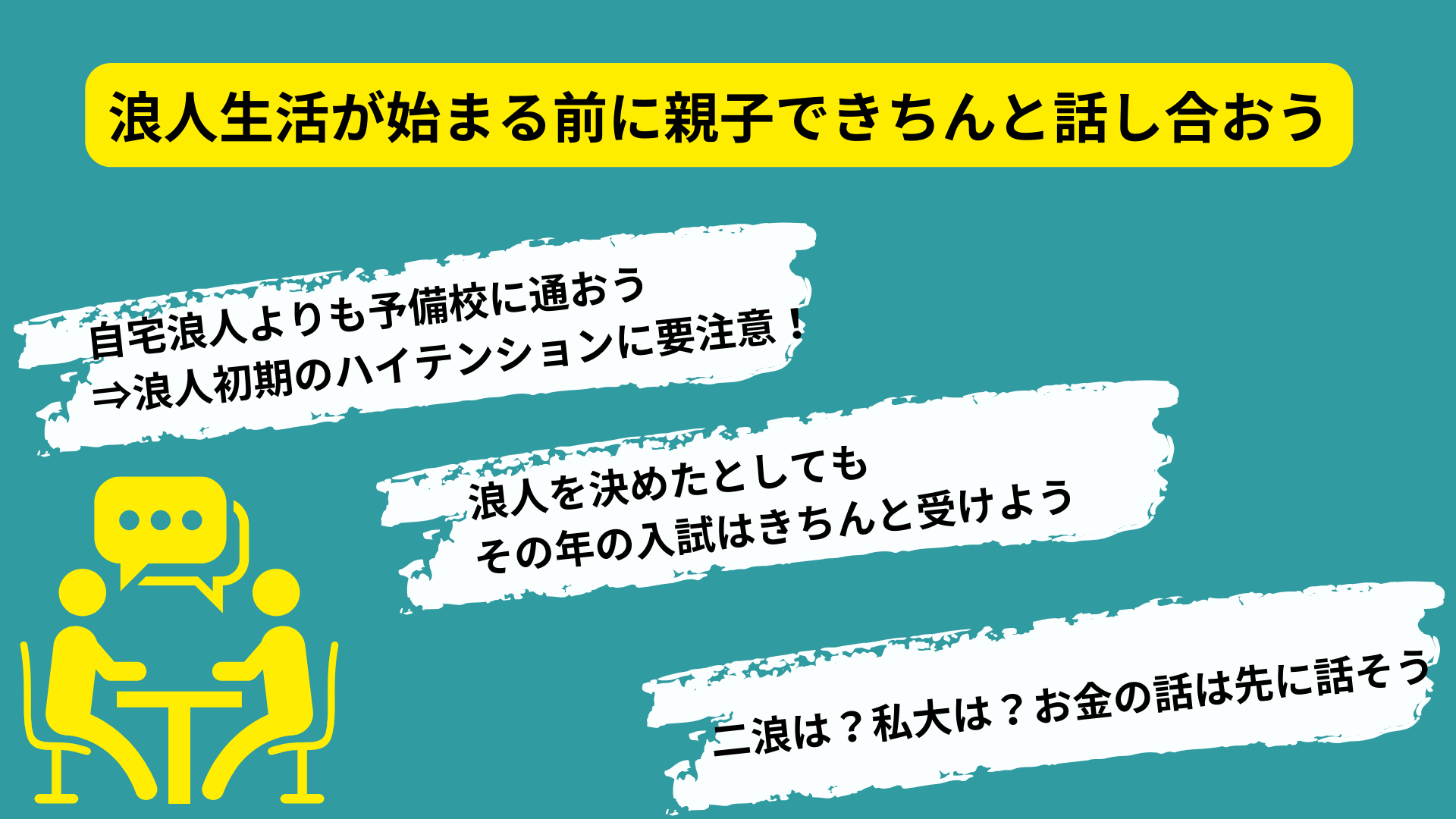 浪人生活スタートの前に親子で話し合っておくべきこと