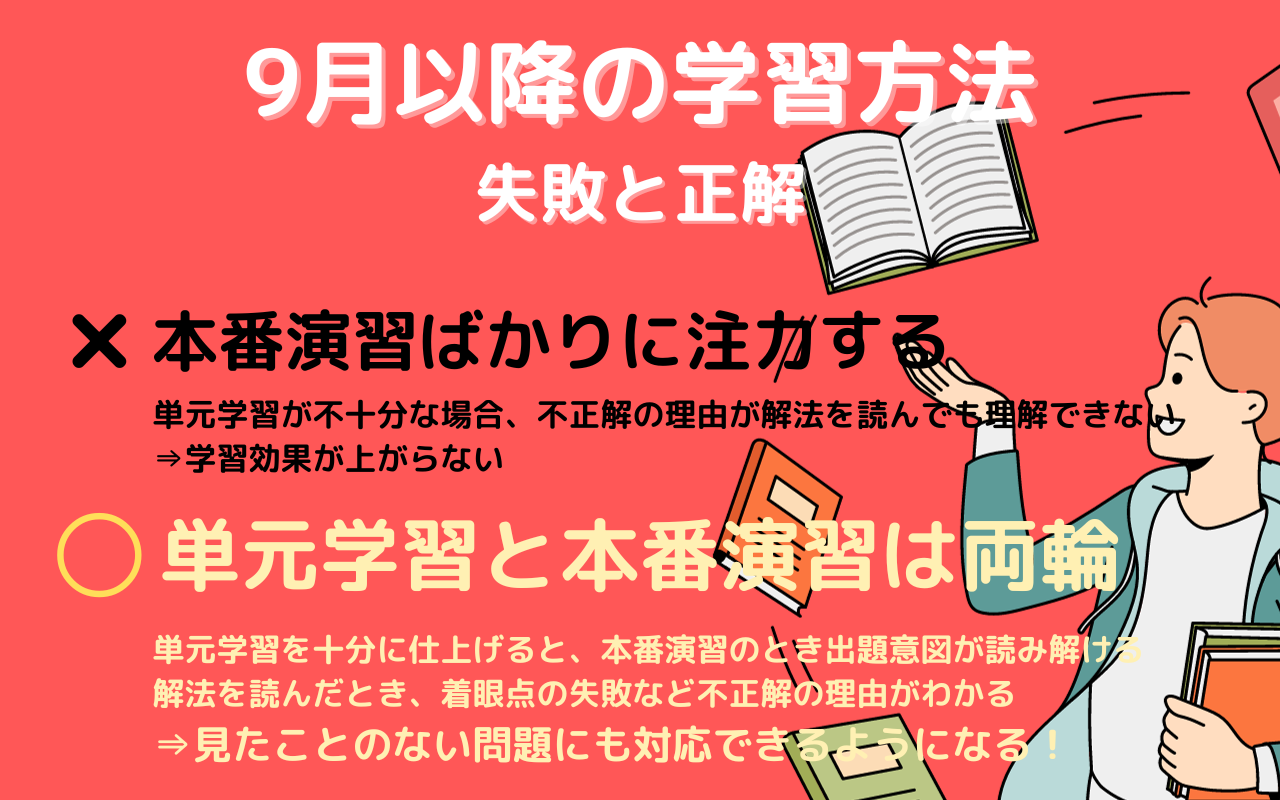 9月以降の受験勉強　「単元学習と本番演習」はセットで取り組もう