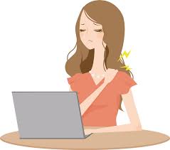 パソコン使用で肩こりがある女性のイラスト
