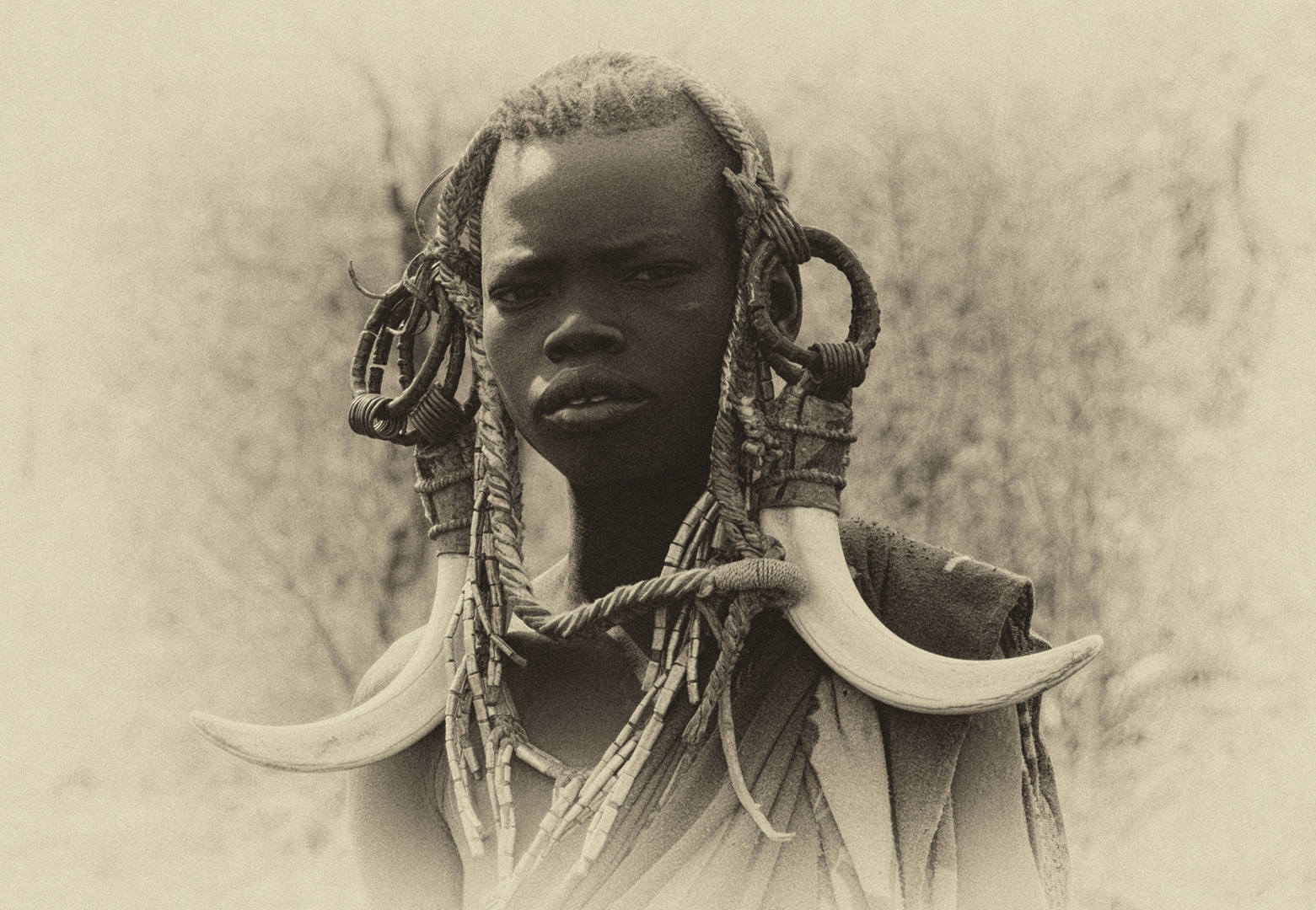 Herdis Halvas-Nielsen:  Mursi boy with horns