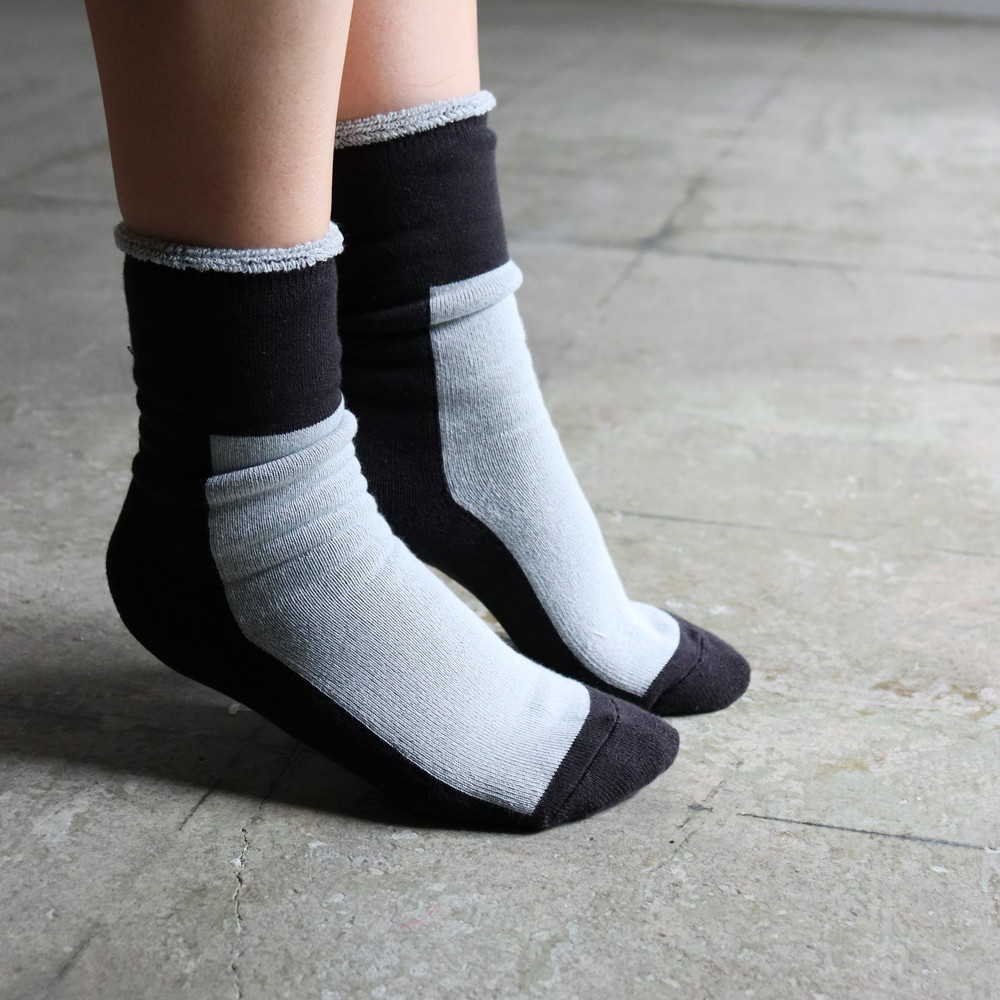 オーガニックコットン素材の日本製パイル編みバイカラー靴下