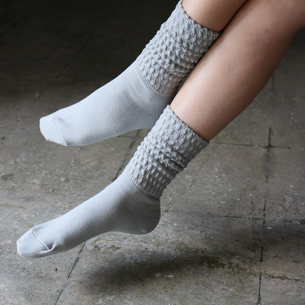 オーガニックコットン素材の日本製パイン編みレディース靴下