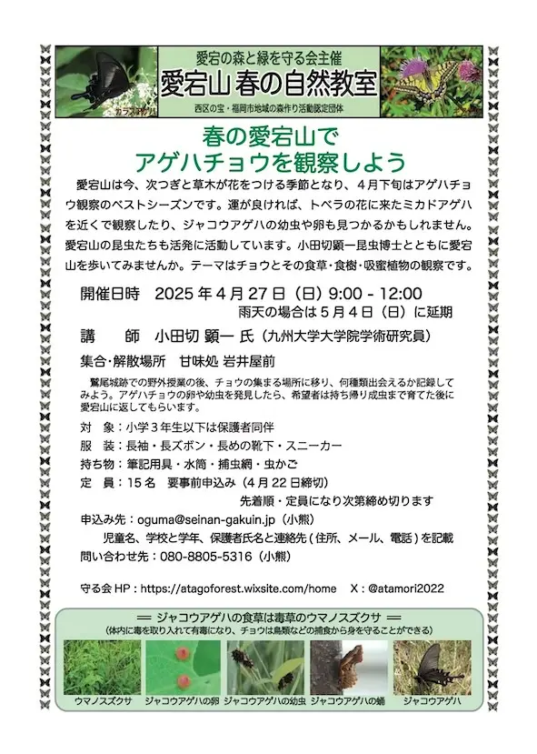 4月27日(日)開催♪愛宕山 春の自然教室＠愛宕神社 岩井屋前♪
