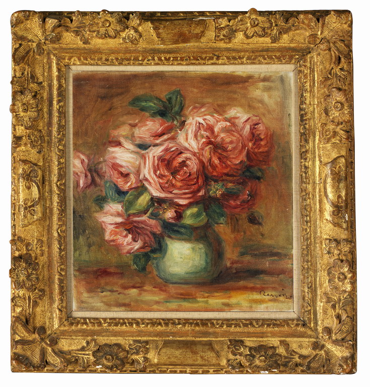 Pierre-Auguste Renoir, Rosen in grüner Vase, sold for CHF 1.03 Mio.