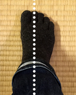 膝小僧と足の人差し指が一直線上にあるのが理想の歩き方です