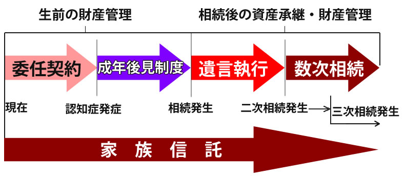 民事信託の活用から成年後見制度へ移行し遺言執行者となってから更なる数次相続へと備える