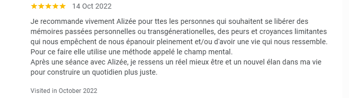 capture-ecran-avis-google-therapie-du-champ-mental-alizee-ecabert-brignais-saint-genis-laval-irigny-charly-francheville-vourles-client-recommande-la-liberation-des-peurs-croyances-et-memoires-transgenerationnelles