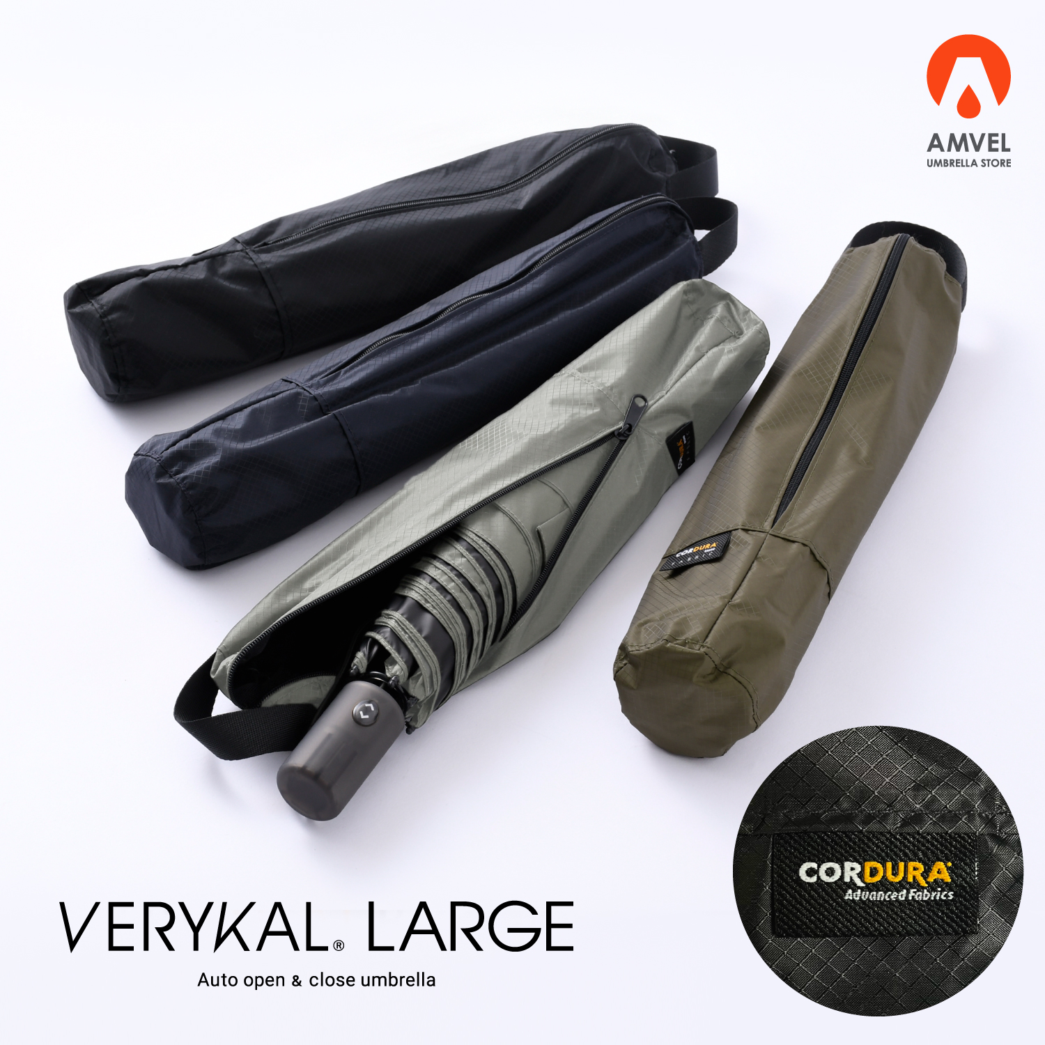HEATBLOCK VERYKAL LARGE（ベリカル）｜ 100%遮光・遮熱 コーデュラファブリック 大判 自動開閉 日傘 晴雨兼用 折りたたみ傘