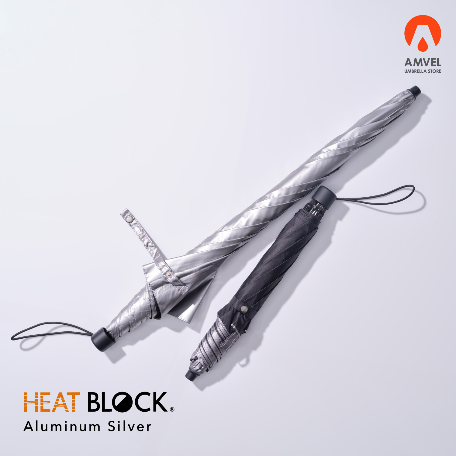 2WAY HEATBLOCK Aluminum Silver | 100%遮光・シルバー遮熱 日傘 晴雨兼用 2通りにたためる