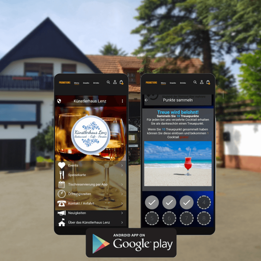 Gladenbach, App, Künstlerhaus Lenz, Künstlerhaus Lenz App, Marburg, Restaurant, Cafe, Pension, Biergarten in Gladenbach, Biergarten, Google Play