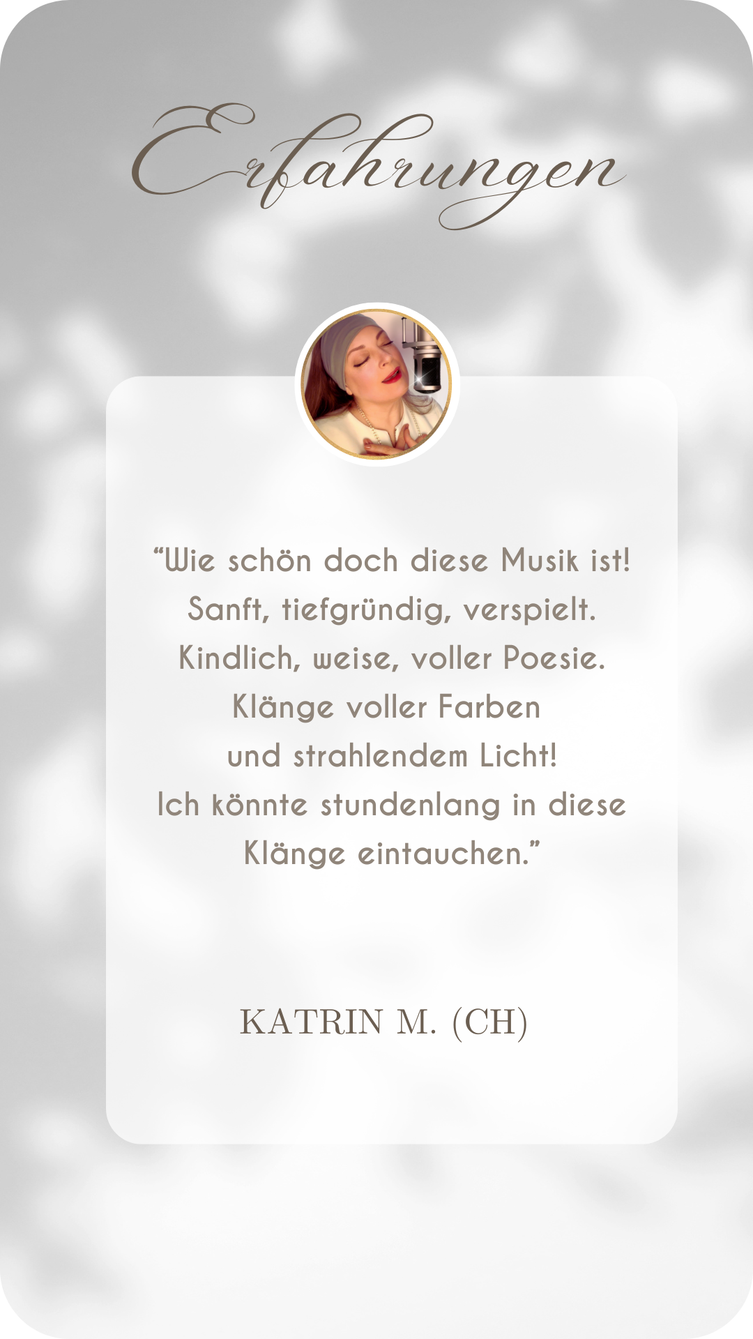 Erfahrung von Kathrin M. mit AGNYAs sanfter, tiefgründiger und lichtvoller Musik