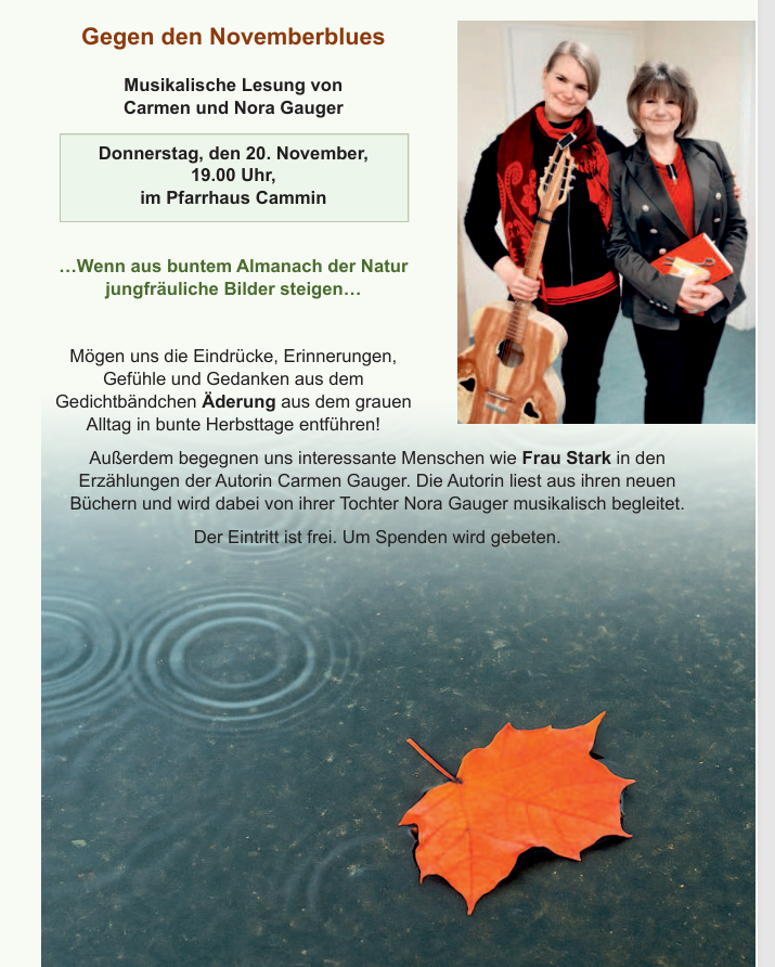 Musikalische Lesung von Carmen Gauger & Nora Gauger