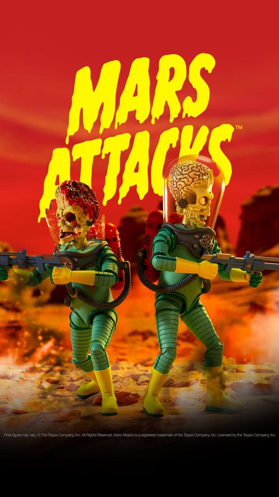 Martian & Martian - Smashing the Enemy Mars Attacks Ultimates Wave 1 Actionfiguren 2er Set 18cm Super7