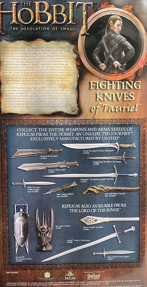 Tauriel’s Kampfmesser 1/1 Der Hobbit Replik 2er Set United Cutlery 