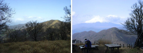 左：丹沢山頂上　右：富士山がくっきり