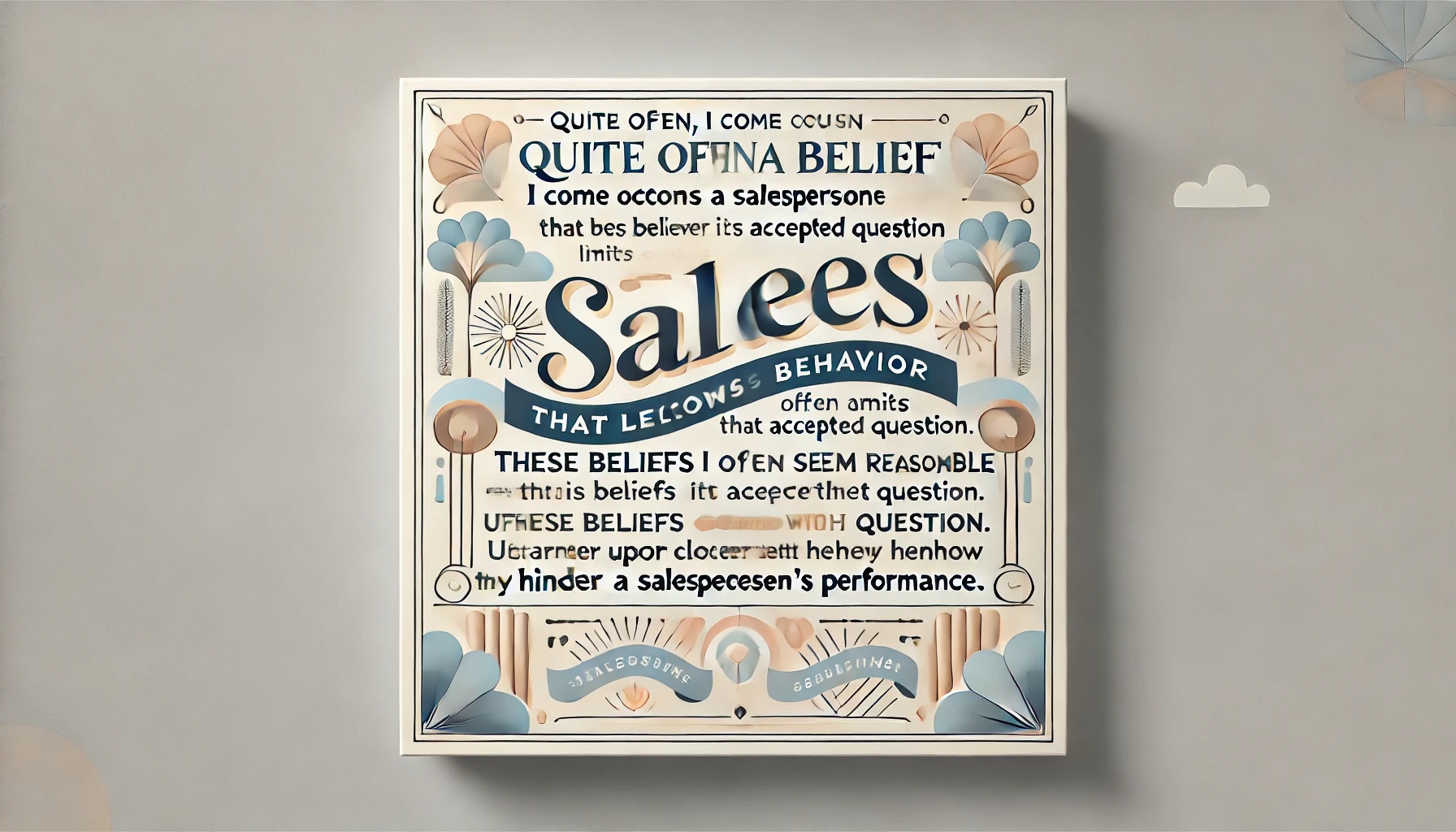 I have my own sales style