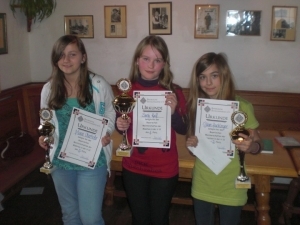 Das "Treppchen" der U12-Mädchen. V.l.n.r.: Marie Oberhofer (3.), Sindy Kail (1.) und Dilan Hacklinger (2.)