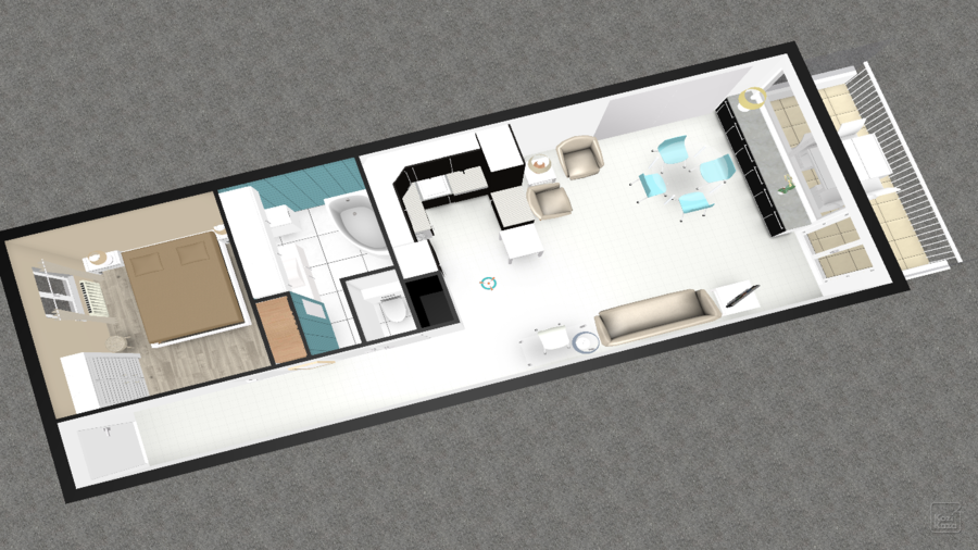 Plan 3D appartement Sanary