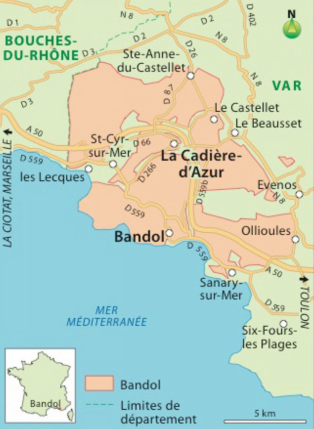 Carte vignoble AOC Bandol