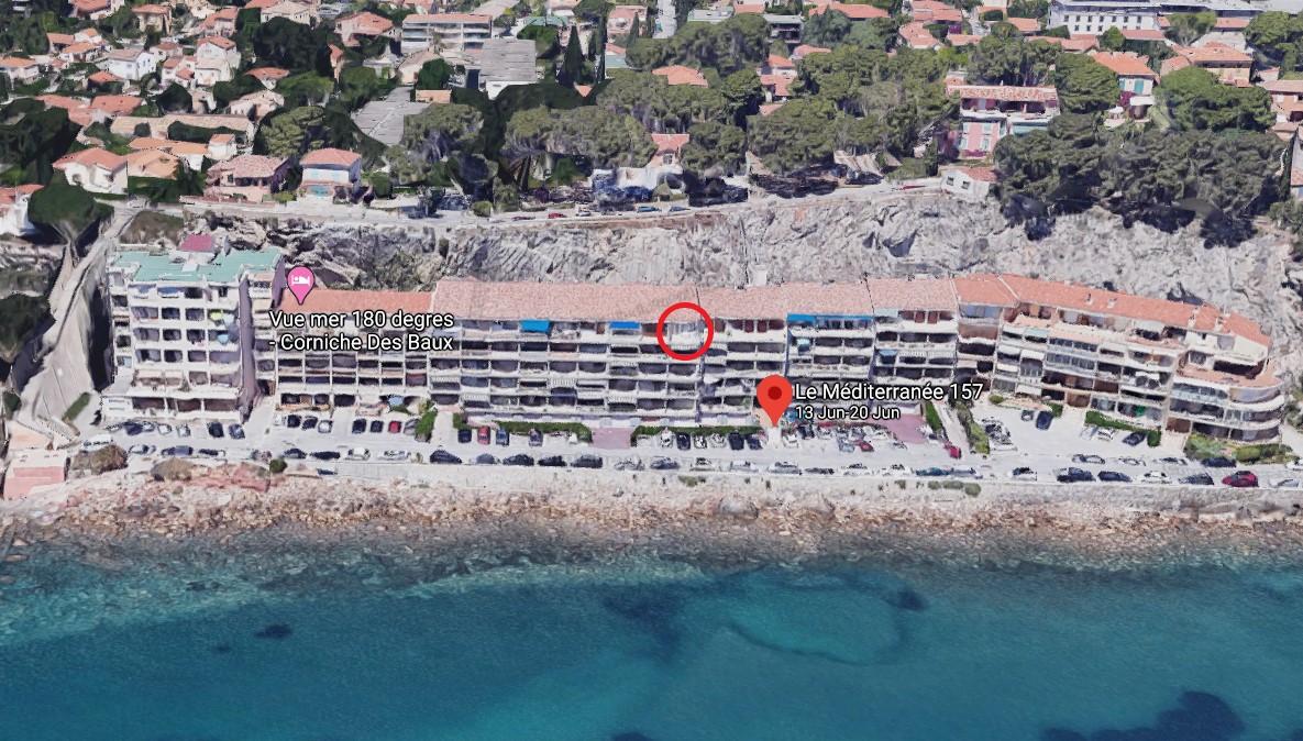 Vue satellite appartement 157 Méditerranée Corniche des Baux Sanary