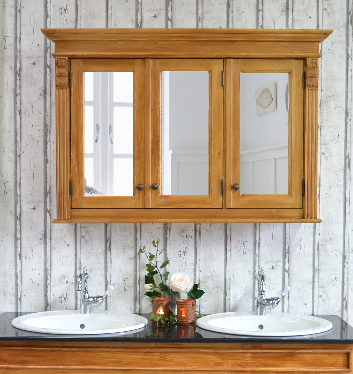 spiegelschrank im landhausstil - land & liebe badmöbel landhaus