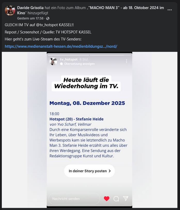 Repost / Facebook-Beitrag von Davide Grisolia (8. Dezember 2025)
