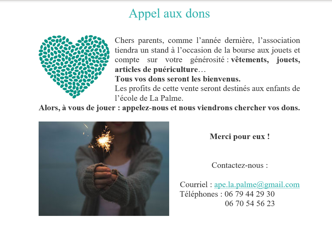 Appel aux dons 2019