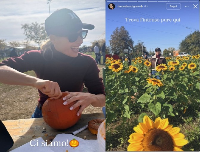 Michelle Hunziker tra le zucche del campo di Agricola delle Meraviglie