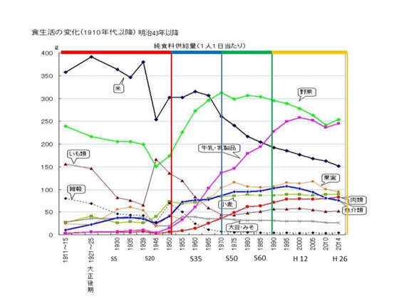 時代の変遷による栄養摂取の変化